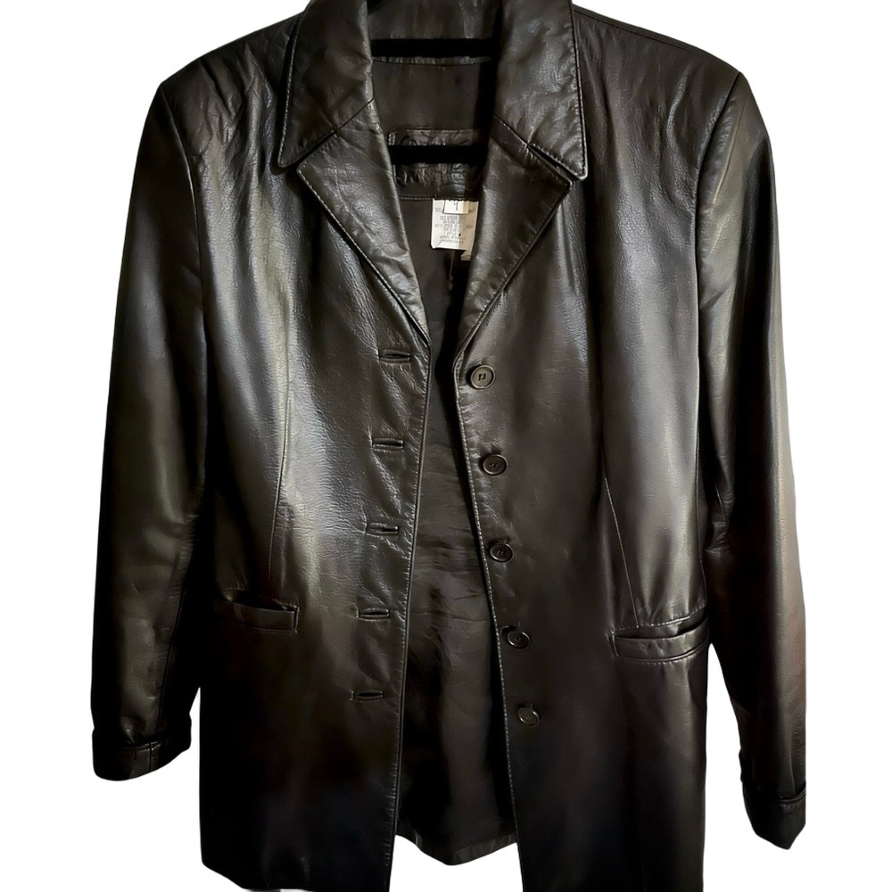 Vintage Leather Ranch Blazer Jacket Size XS / US 1 Black Genuine Leather